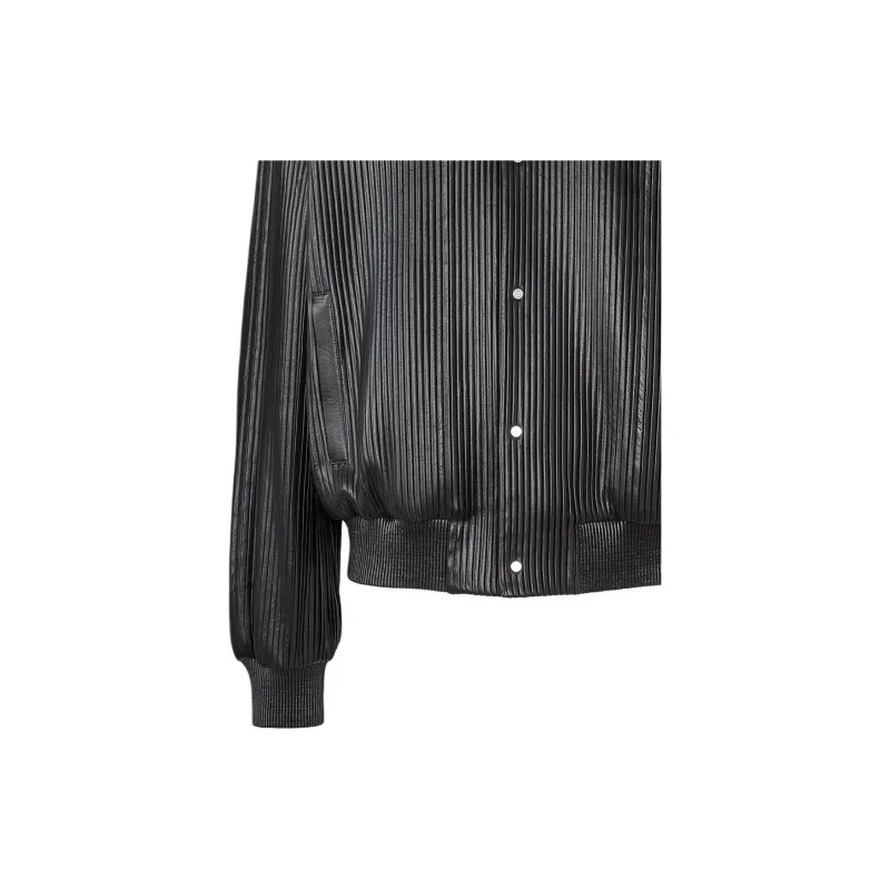 FENDI Leather Jacket Men's Black-3