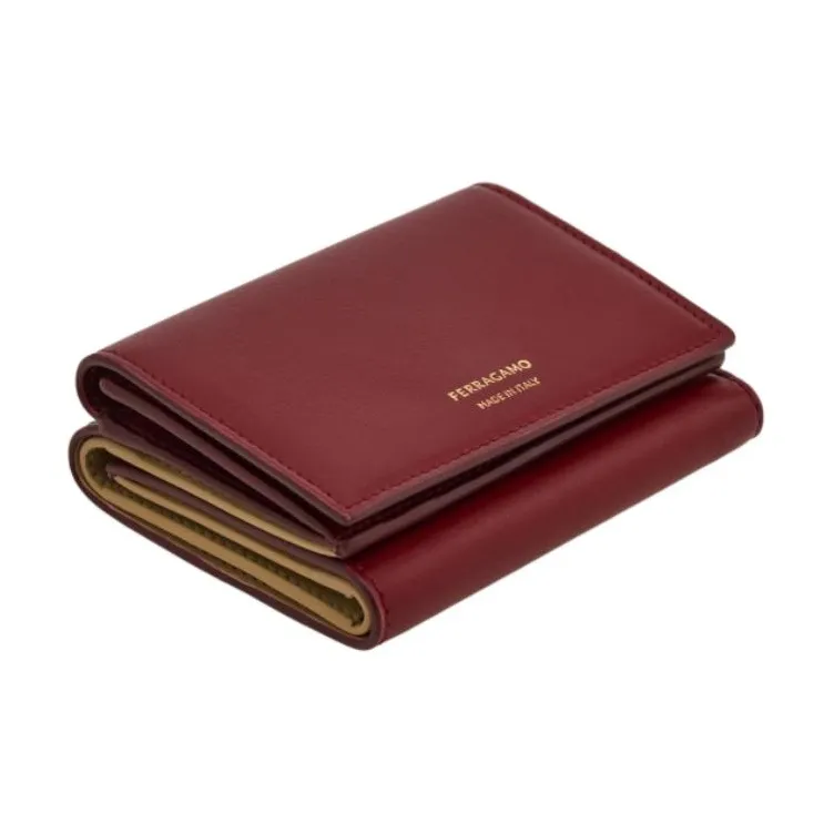 FERRAGAMO Calfskin Wallet Women's Red-2