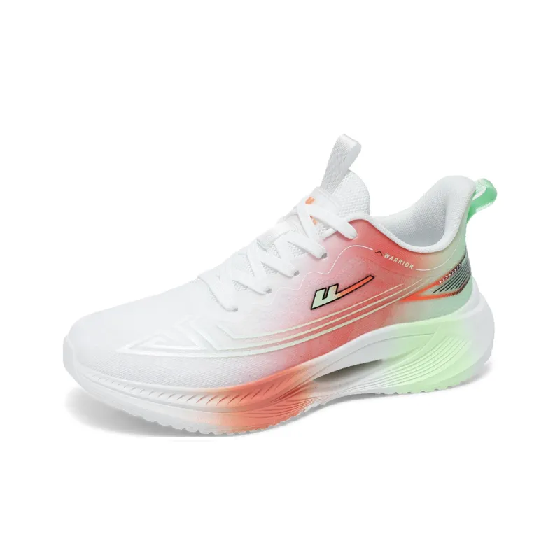 Warrior Lightweight Rebound Low Top Casual Training Sprint Running Shoes Men's White Green Orange-2