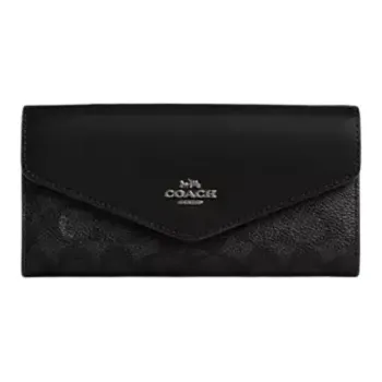 COACH Coated Canvas Wallet Trumpets Women's Charcoal & Black