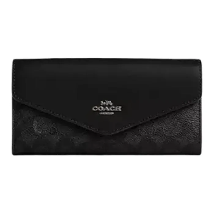 COACH Coated Canvas Wallet Trumpets Women's Charcoal & Black-0