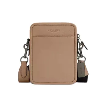 COACH Smooth Calf Leather Shoulder Bag Small Size Men's Khaki
