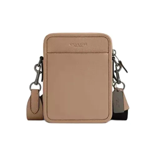 coach under Smooth Calf Leather Shoulder Bag Small Size Men's Khaki