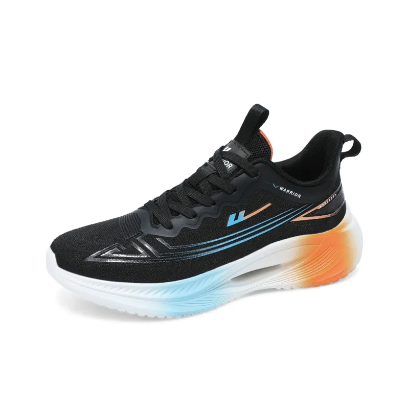 Warrior Abrasion Resistant Lightweight Rebound Low Top Casual Training Sprint Running Shoes Men's Black Blue Orange-2
