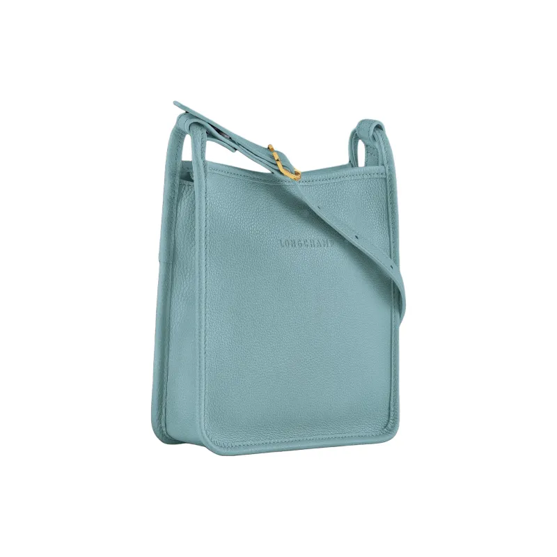 LONGCHAMP Le Foulonné Cow Leather Shoulder Bag, Crossbody Bag Trumpets Women's Blue Green-1