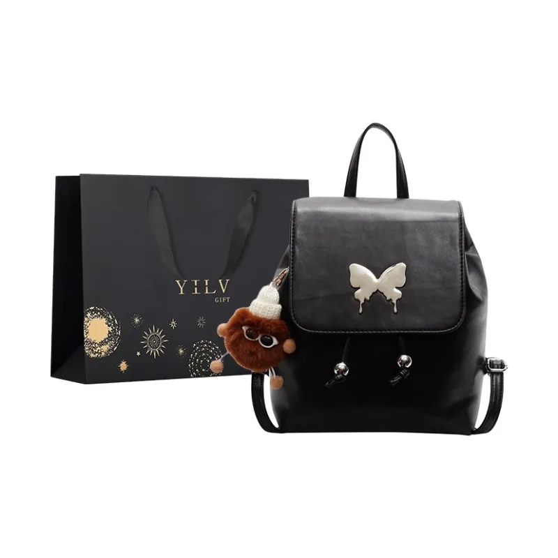 Yi Brigade PU Backpack Regular Women's Black/White/Coffee/Brown-5