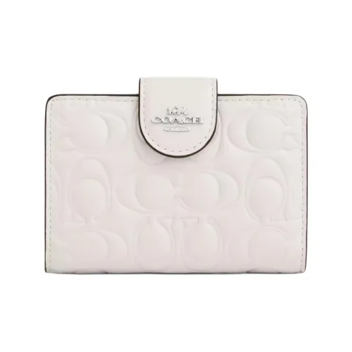 COACH Leather Wallet Medium Size Women's White