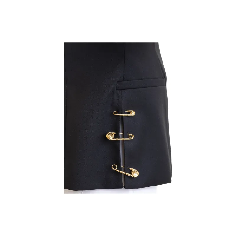 VERSACE Safety Pin Notch Lapel Blazer 'Black'-4
