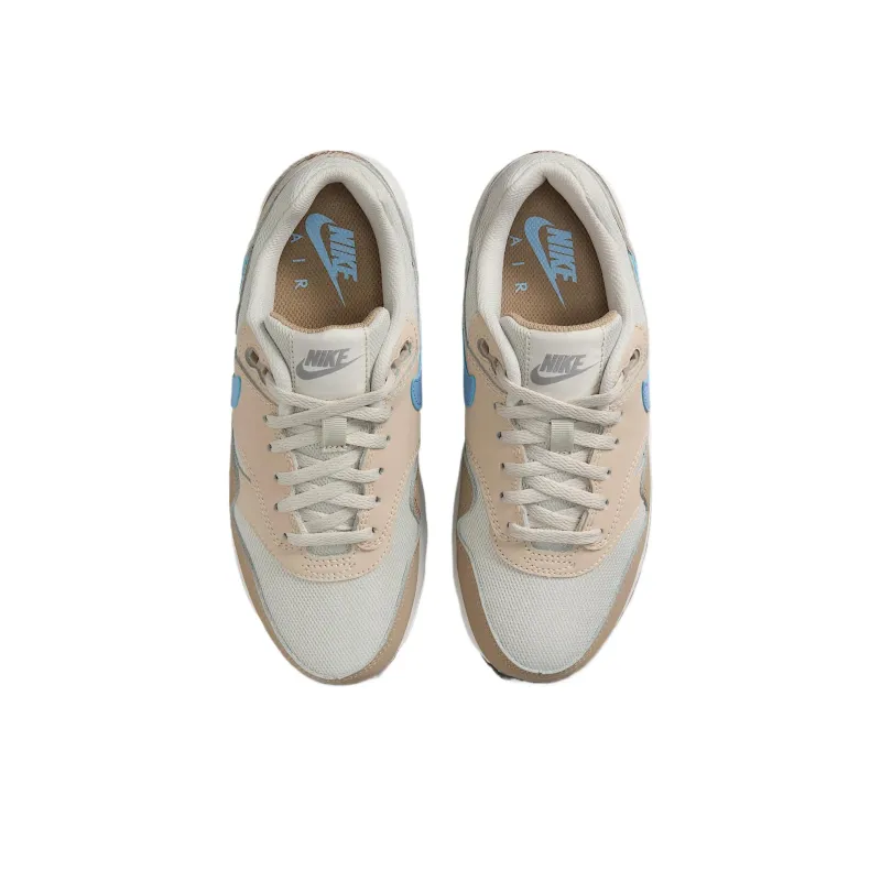 Nike Air Max 1 Low Top Kids Lifestyle Shoes Light Bone/Sand Drift/Khaki/Spiritual Blue Teenagers-3