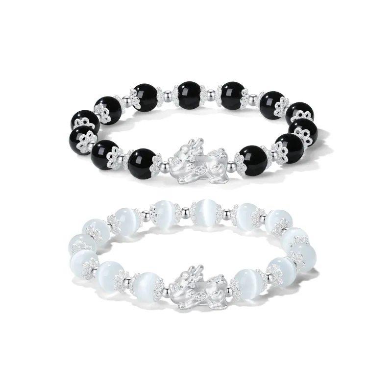 PUTUOSHANWENCHUANG Obsidian Bracelets Unisex-4