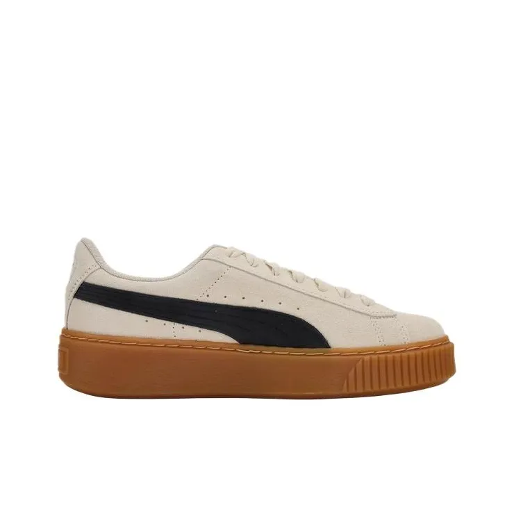 PUMA Suede Platform Abrasion Resistant Low Top Skateboard Shoes Women's Almond Candy-1