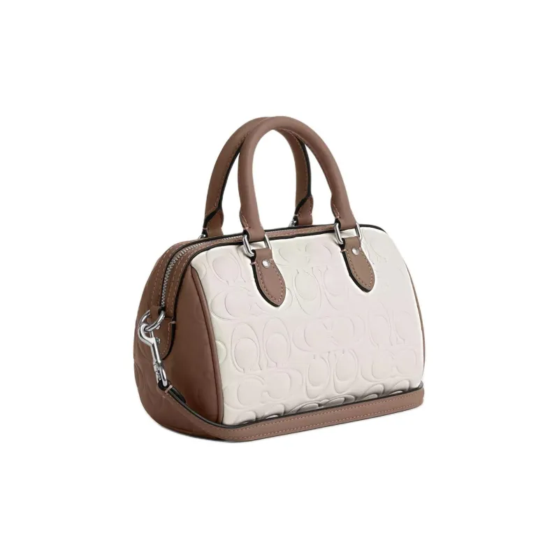 COACH Smooth Leather Shoulder Bag Crossbody Bag Handbag Mini Women's White Beige & Taupe-1