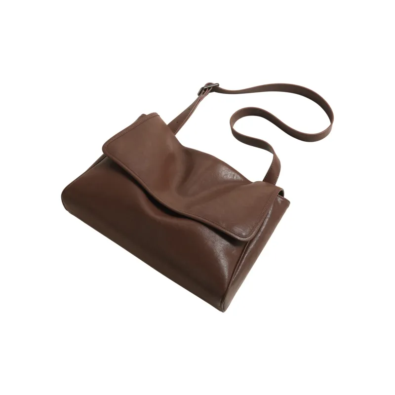 Miao Di Vegetable Tanned Top Grain Cow Leather Shoulder Bag Crossbody Bag Regular Women's Vintage Brown-7