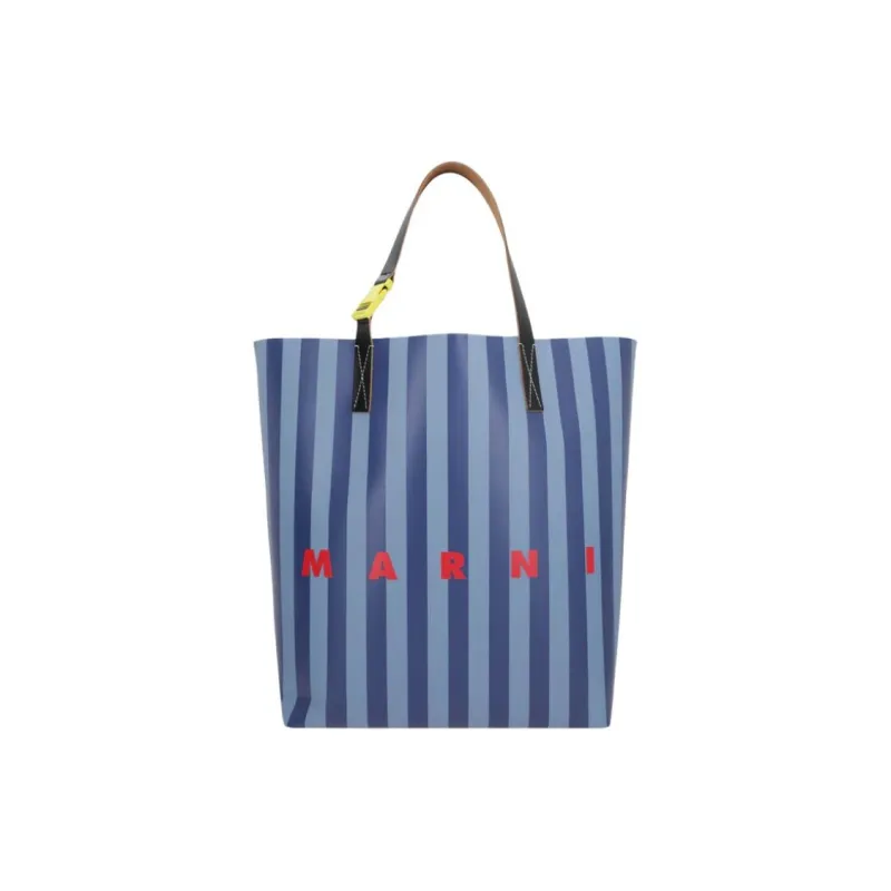 MARNI Logo Printed Striped Tote Bag-0