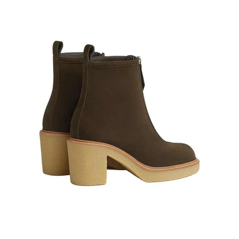 HERMES Kelly Ankle Boots 5.5cm Women's Dark Brown-3