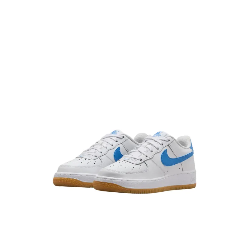 Nike Air Force 1 Non slip Support Low Top Kids Lifestyle Shoes White/Dark Light Brown/Blue Kids'-2
