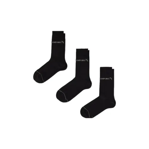 EMPORIO ARMANI SS25 Mid Calf Socks Men's 3 Pack Black