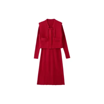 Yi Mengyuan Skirt Set Women's China Red