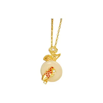Andaozi Hetian Jade Necklaces Pale Greenish White Jade Unisex