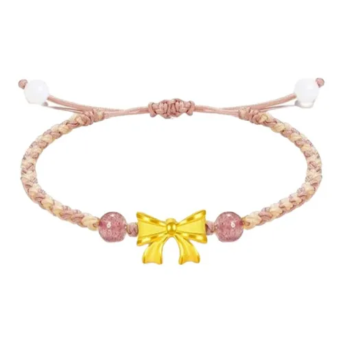 ZHIAIYONGHENG Refined Small Cute, Sweet Style Bowknot Solid Gold Fixed Price Gold Bracelet Unisex
