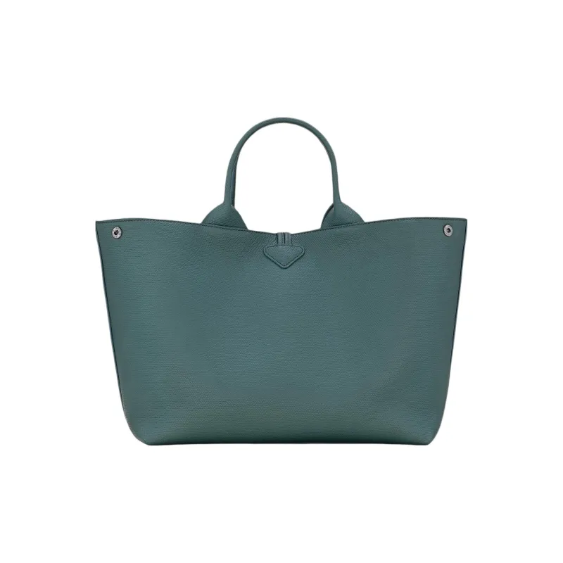 LONGCHAMP Le Roseau Cow Leather Tote Bag Shopping Bag Handbag Large Size Women's Cedar Green-2