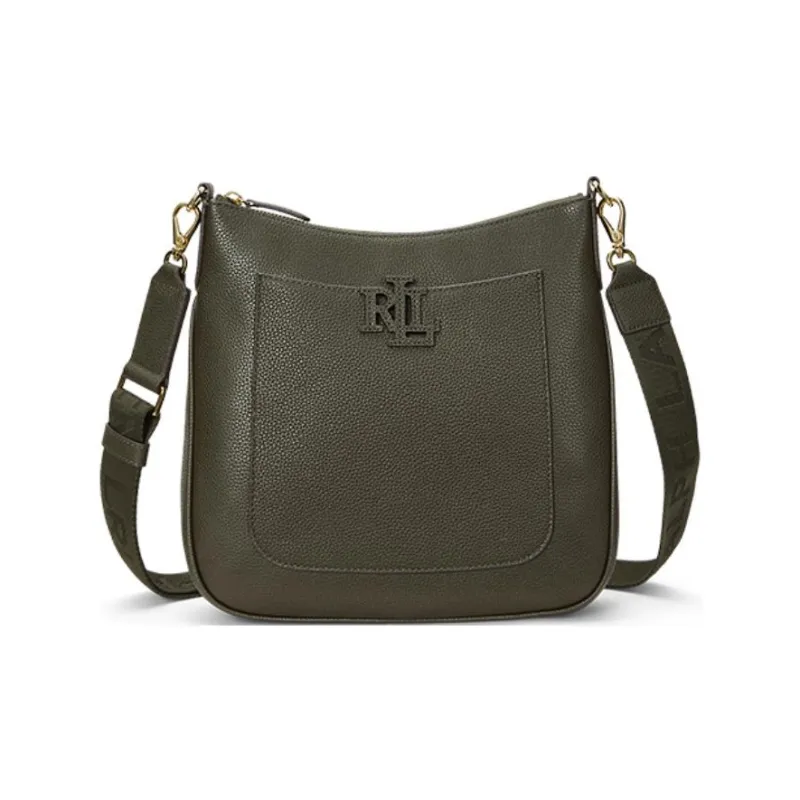 Ralph Lauren Cow Leather Shoulder Bag Crossbody Bag Large Size Women's Dark Green-0