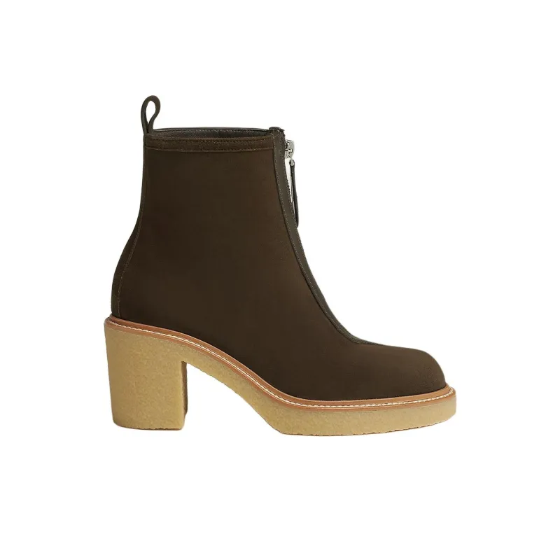 HERMES Kelly Ankle Boots 5.5cm Women's Dark Brown-1