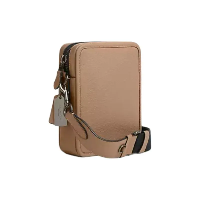 COACH Smooth Calf Leather Shoulder Bag Small Size Men's Khaki-1