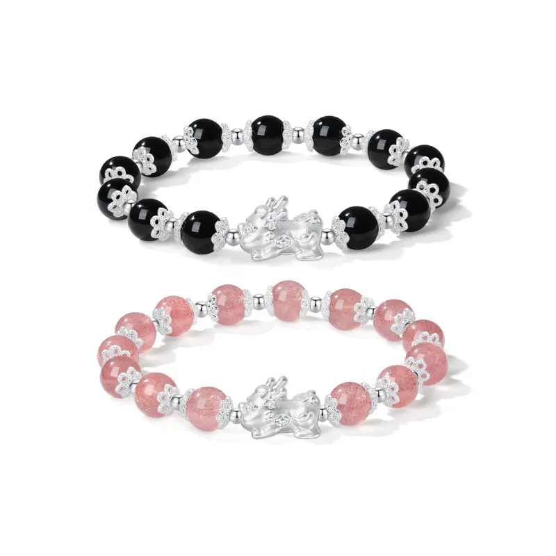 PUTUOSHANWENCHUANG Obsidian Bracelets Unisex-3