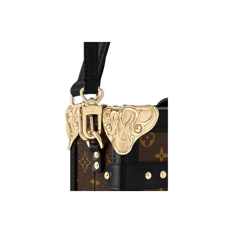 LOUIS VUITTON PETITE MALLE Monogram Canvas Shoulder Bag Trumpets Women's Brown-4