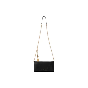 Chloe Buffalo Leather Shoulder Bag Crossbody Bag Wallet Women's Black