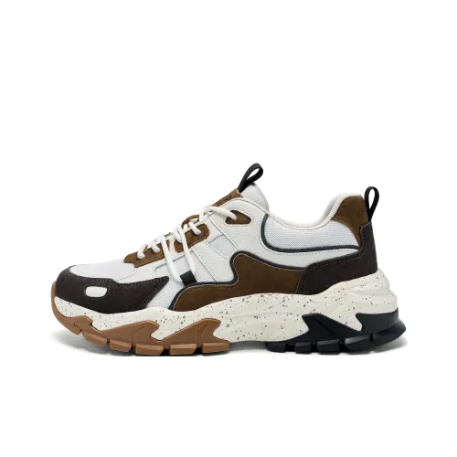 JEEP SPIRIT Cushioning Anti Slip Wear Resistant Breathability Low Top Chunky Sneakers Men's Brown