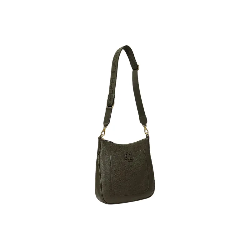 Ralph Lauren Cow Leather Shoulder Bag Crossbody Bag Large Size Women's Dark Green-1