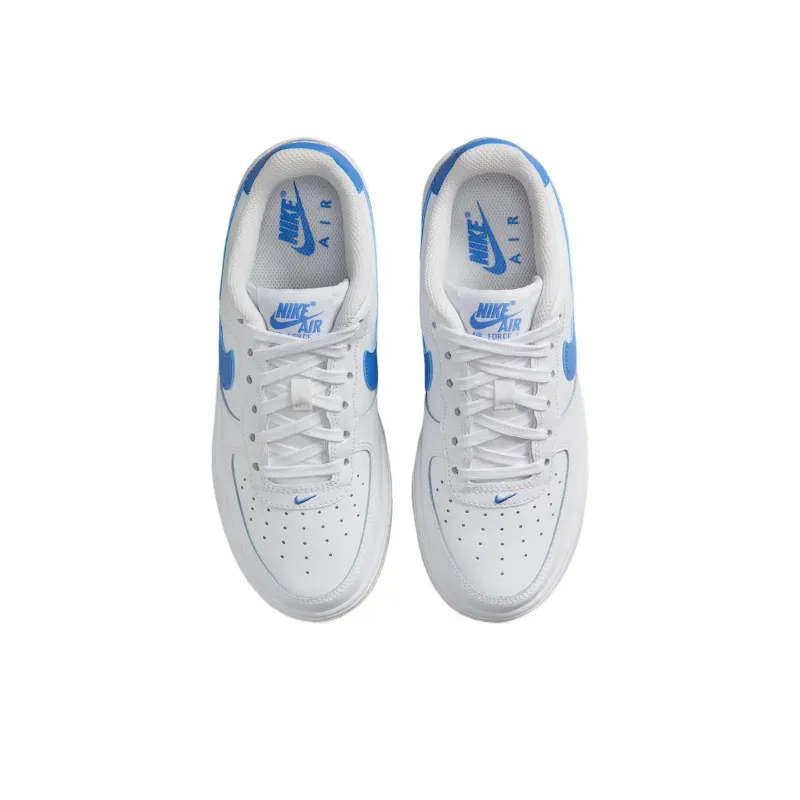 Nike Air Force 1 Non slip Support Low Top Kids Lifestyle Shoes White/Dark Light Brown/Blue Kids'-3