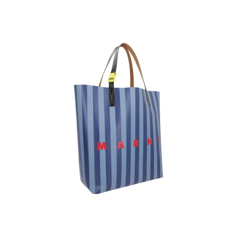 MARNI Logo Printed Striped Tote Bag-1
