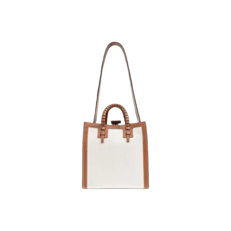 Casadei Fabric With Leather Tote Bag, Shopping Bag, Shoulder Bag, Crossbody Bag, Handbag Mini Women's Cream-2