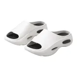 White Black Two-Tone Plus Size Slippers with EVA