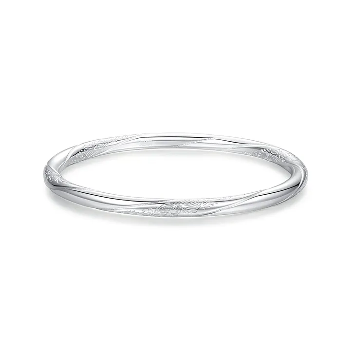 Heart Grass 999 Fine Silver Sterling Silver Bracelets Women's-0