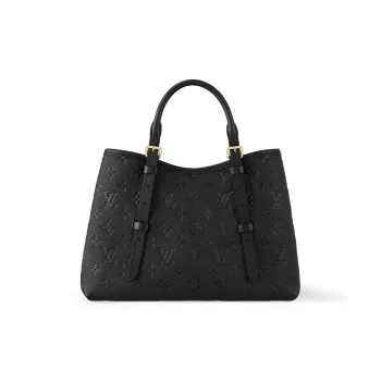 LOUIS VUITTON Leather Tote Bag Shopping Bag Handbag Small Size Women's Black