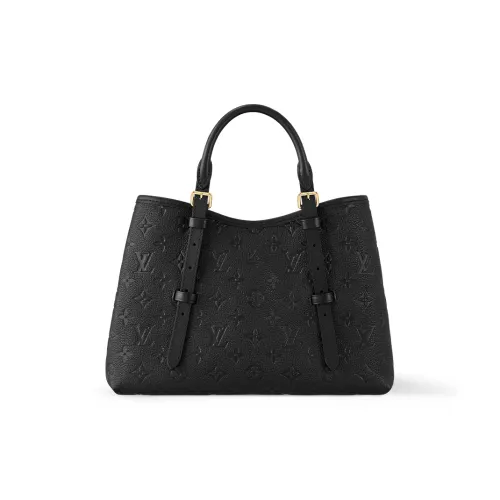 LOUIS VUITTON Leather Tote Bag Shopping Bag Handbag Small Size Women's Black