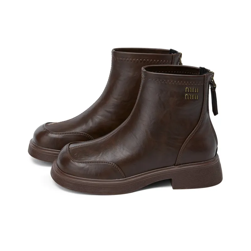La Chapelle Trendy Versatile Casual Boots Ankle Boots Women's Brown-1