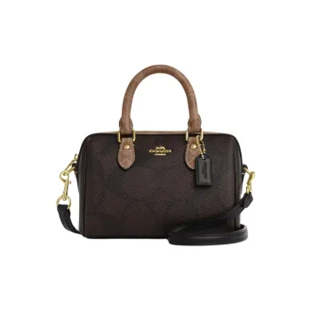 COACH Rowan Leather Shoulder Bag, Crossbody Bag, Handbag Mini Women's Tan