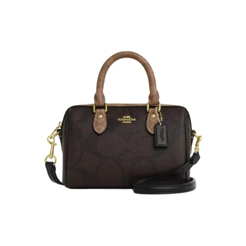 COACH Rowan Leather Shoulder Bag, Crossbody Bag, Handbag Mini Women's Tan