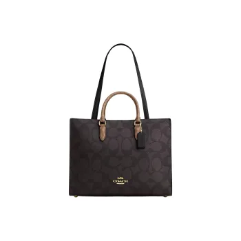 COACH Coated Canvas Tote Bag Shopping Bag Handbag Women's Tan