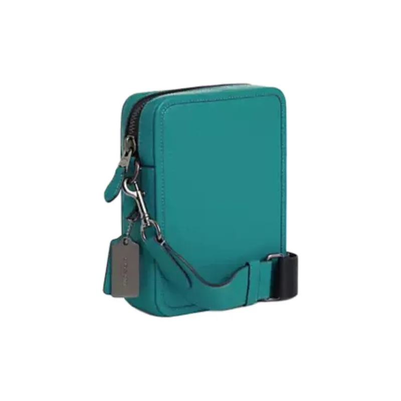 COACH Smooth Calf Leather Shoulder Bag Trumpets Men's Turquoise-1