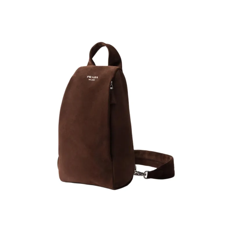PRADA Cow Leather Sling Bag Men's Dark Brown-1
