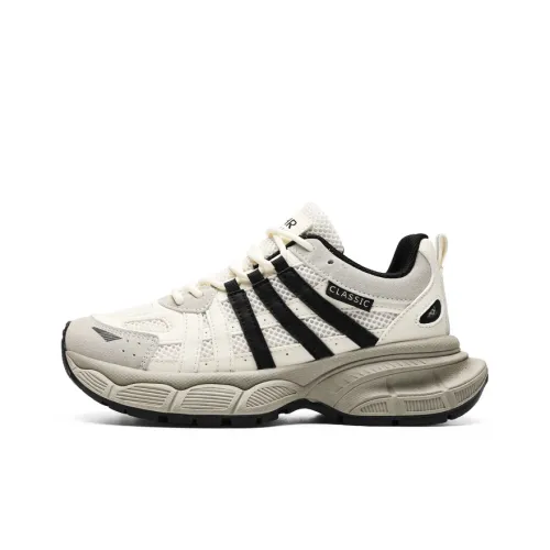 ZHR Slip Resistant, Abrasion Resistant, Breathable, Lightweight Low Top Chunky Sneakers Women's Beige Black