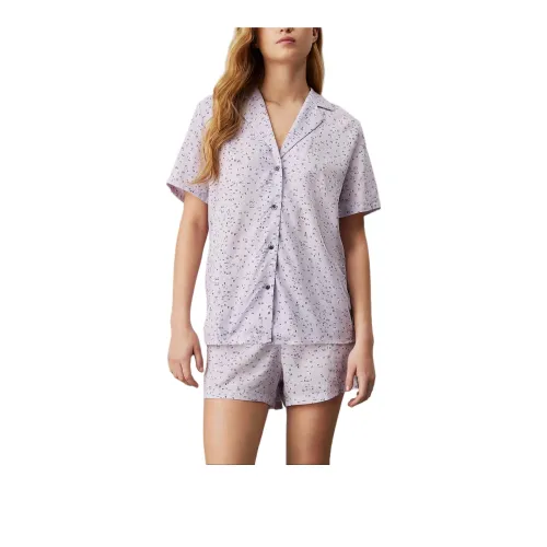 CALVIN KLEIN Pajama Set Europe Version Women's Lavender Blue