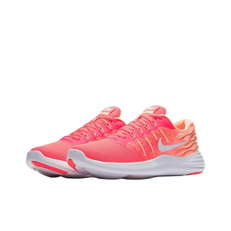 Nike LunarStelos Anti-Slip And Wear-Resistant Rebound Low-Top Casual Running Shoes Women's Red Orange-2