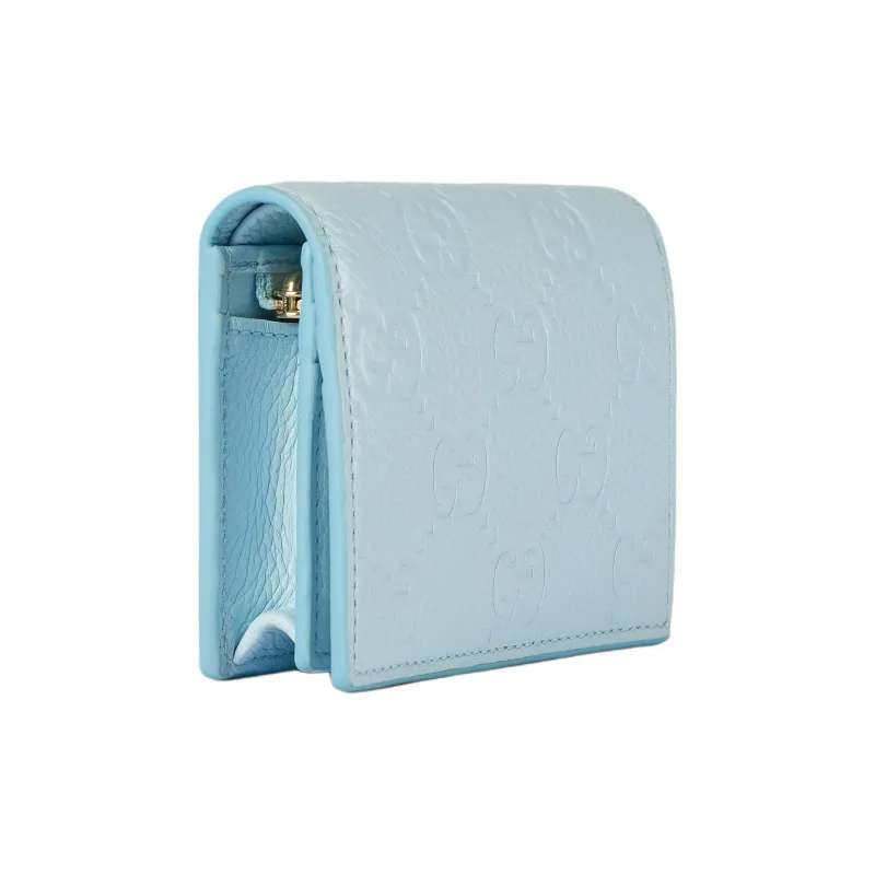 GUCCI Leather Wallet Mini Women's Light Blue-1